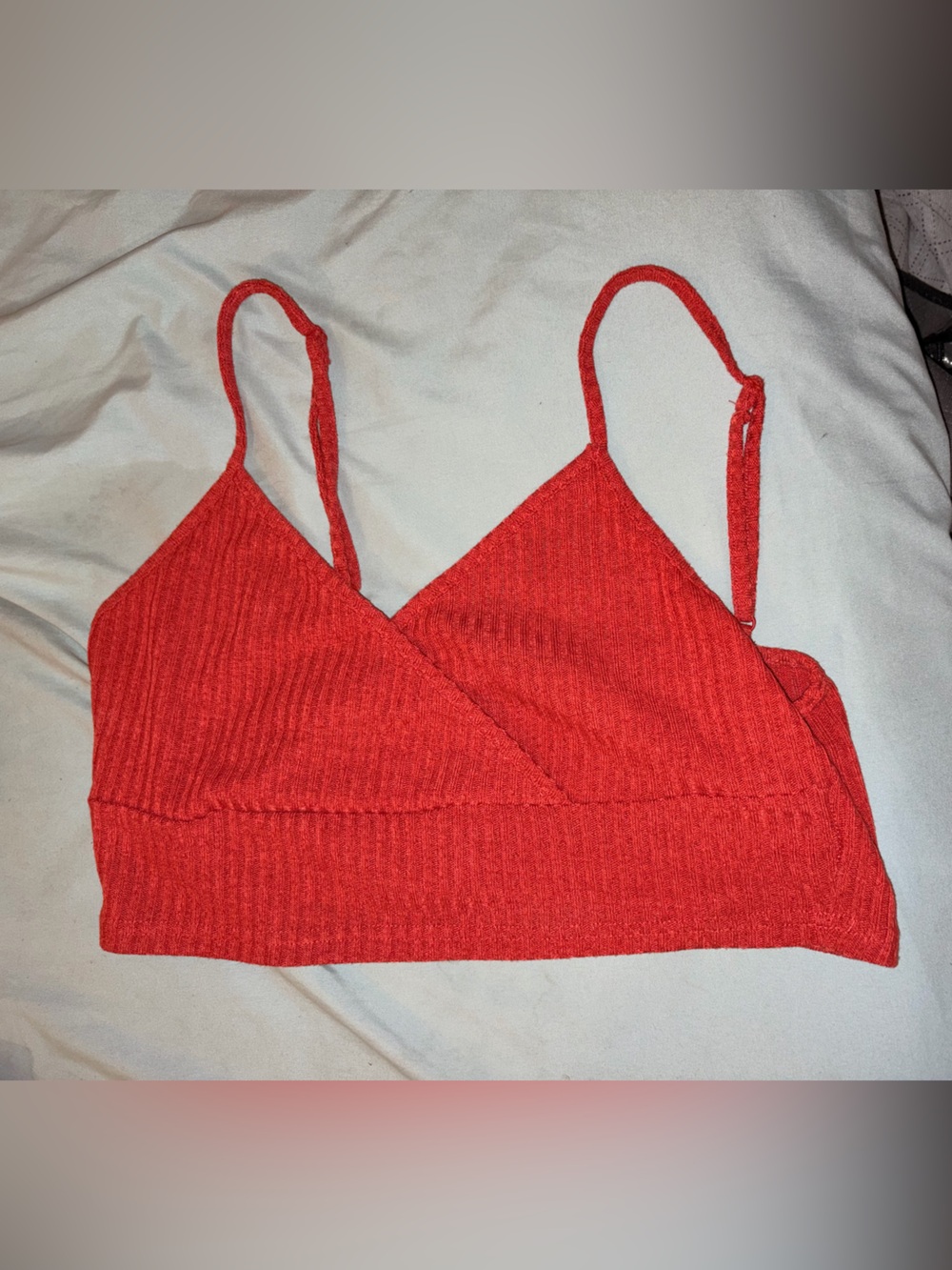 Red Ribbed Cami Bralette
